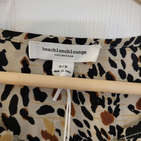 NWT Animal Cheetah Print Oversized Blouse Beach Lunch Lounge Top, Size S - Picture 2 of 8